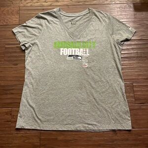 NIKE Seahawks Heather Grey V-Neck T-Shirt ~Size XL